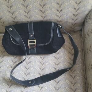 Tommy Hilfiger Purse Crossbody Corduroy Black Vintage Great Condition A+